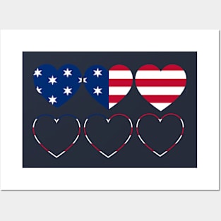 heart-shaped United States flag logo Posters and Art